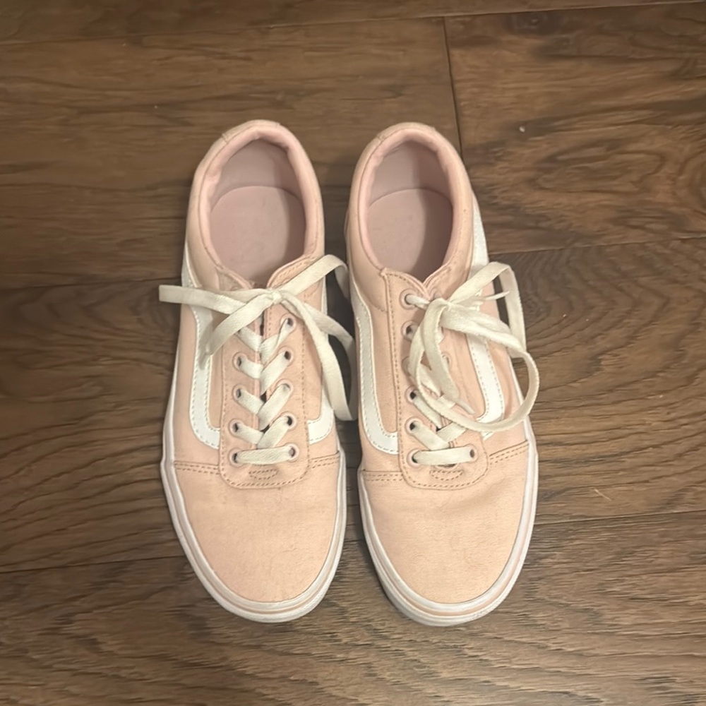 Women's Pink and White Vans